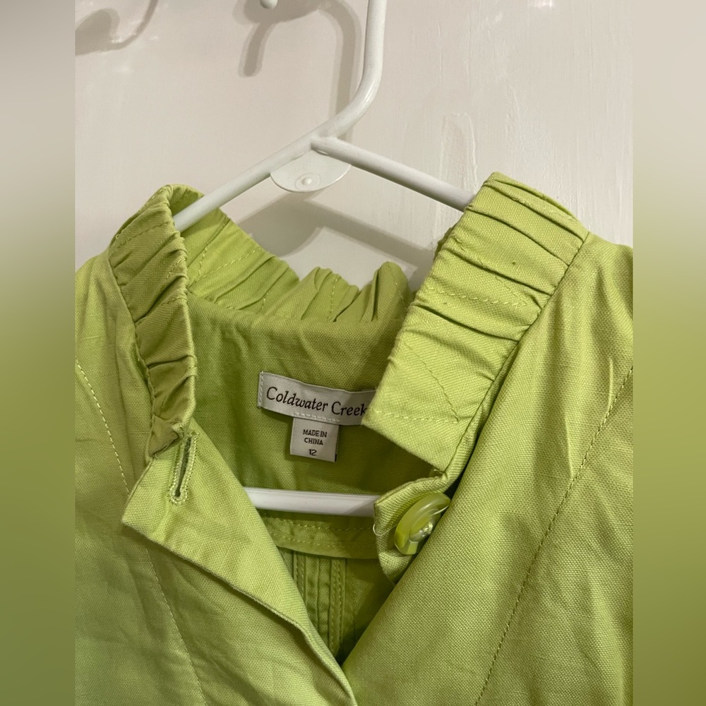 Coldwater Creek Women’s Size 12 Lime Green Button 3/4 Sleeve Jacket - Picture 6 of 11